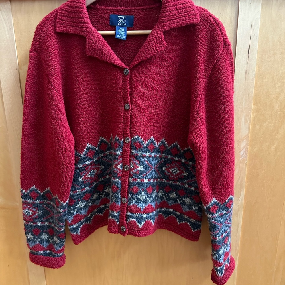 Hunt Club Red and Gray Teddy Jacket